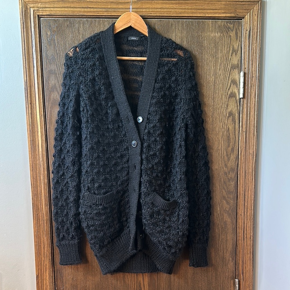 Oversized Knit Black Cardigan Sweater